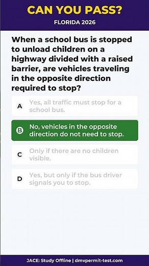 2026 FL DMV Q54: School Bus & Barriers! 🚌 | Florida CLASS E STUDY GUIDE #Shorts #JACE