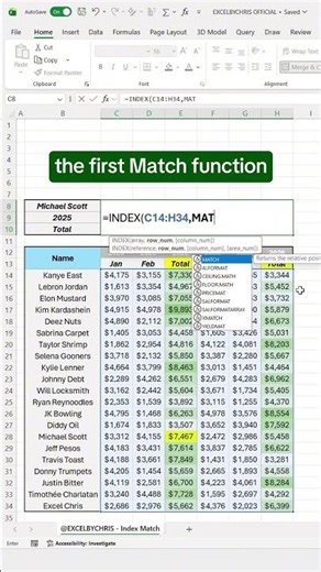 Learn how to lookup data in Excel using Index Match Match. #excel #xlookup #spreadsheet