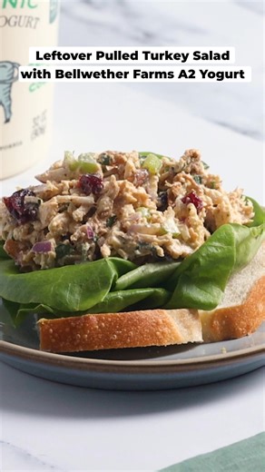 Try this easy Leftover Turkey Salad Sandwich recipe made with Bellwether Farms A2 Whole Milk Yogurt. | Bellwether Farms