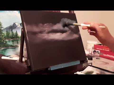 Black Canvas oil painting EASY Stunning Sunset Sky Pt.1 Bob Ross style