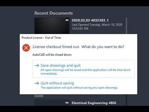 License Checkout timeout AutoCAD 2020 and later error message