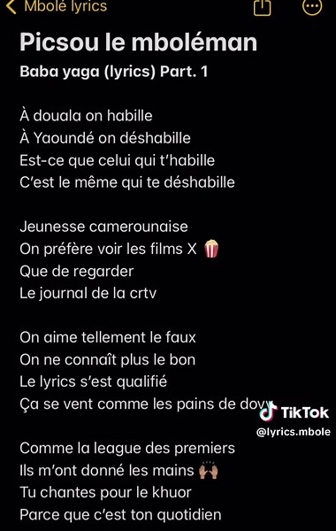 Picsou le mboléman - Baba Yaga (Parole)
