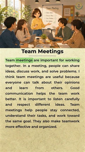 Team Meetings 👥 | Simple English Topic #learnenglish #easyenglisheveryday