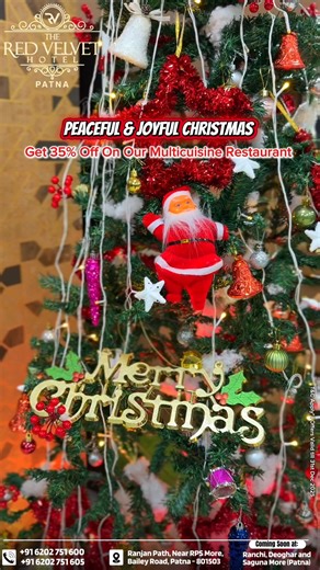 Wishing you and your loved ones a season filled with joy, peace, and beautiful celebrations. Thank you for celebrating life’s special moments with us. ❤️ #MerryChristmas #RedVelvetHotelSamarpan #FestiveSeason #seasonofjoy | The Red Velvet Hotel Patna | Facebook