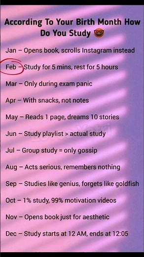 Your Birth Month = Your Study Habit 📚✨Why is this so accurate though? 😭 📖 #studentlife #relatable