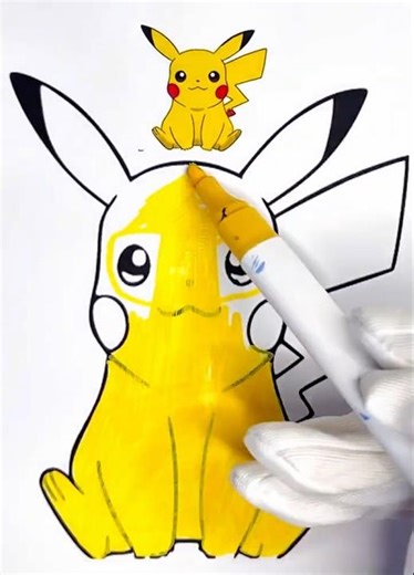 Pikachu pokemon Coloring Fun! ⚡🐭🎉 #kids #kidsvideo #kidscoloringvideo #shorts