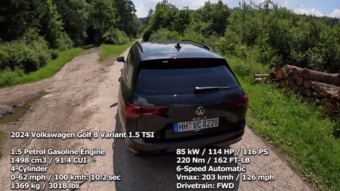 2024 VW Golf 8 Variant 1.5 TSI facelift manual 116 PS city POV drive with fuel consumption