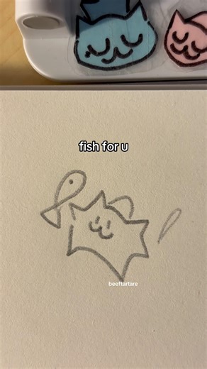 fish for u! BGM boba date Song by Stream Cafe 2021 #fyp #cute #silly #draw #fish