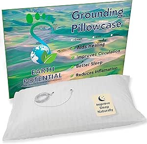 Earthing Grounding Pillowcase – Made from 95% Cotton and 5% Soft Silver Thread to fit a Standard 20” x 30” US Pillow - Supplied Complete with a 15ft grounding Cord, by Earth Potential