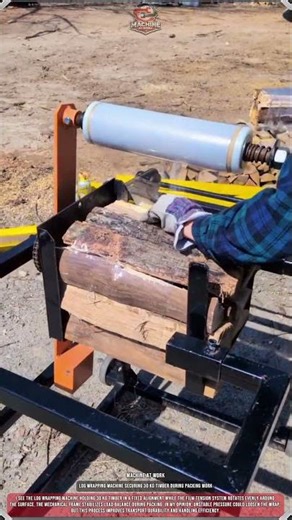 Log Wrapping Machine Securing 30 KG Timber During Packing Work