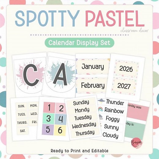 Spotty Pastel Classroom Calendar DIY Display