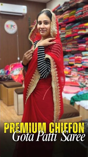 🎀💫KCPC New Premium Chiffon Wedding Saree with Classic Gota Patti Detailing 👑 #shorts #saree #latest.