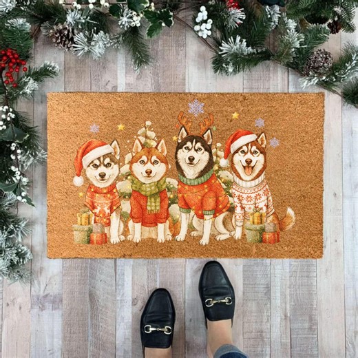 Merry Christmas Siberian Husky Doormat, Siberian Husky Christmas Decor, 12 Dog Breeds Holiday Welcome Mat, Pet Entryway Mat, Xmas Gift - Etsy