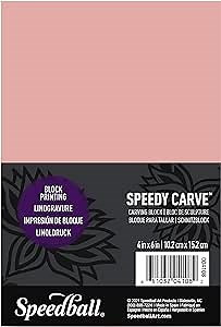 Speedball 4108 Speedy-Carve Block Printing Carving Block – Soft, Easy Carve Surface – 4 x 6 Inches, Pink