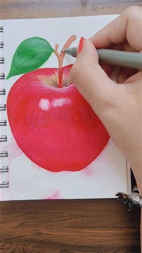 Easy Apple Coloring Tutorial #art #painting #viral #wayercolor
