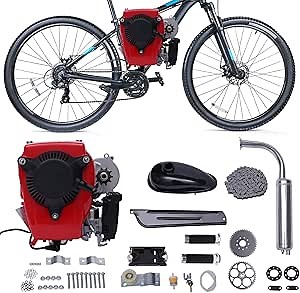 49cc 4-Stroke Bicycle Bike Engine Kit with Belt Drive, Single Cylinder Gas Petrol Motorized Bike Engine Motor Kit, Gas Petrol Motorized Bicycle Kit for 26" Adult Bikes (Belt Drive)