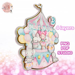 Pink Circus Birthday Cake Topper. INSTANT Cake Topper. Pink Circus Birthday Party. Instant DIGITAL Download - Etsy