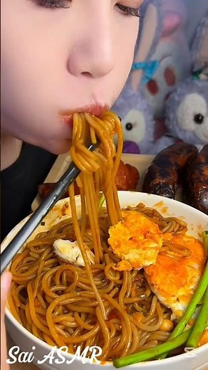 Korean spicy ramen 🍜 noodles with boiled eggs 🥚🍳 ASMR eating noddles mukbang