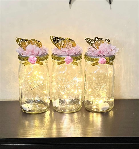 Butterfly Baby Shower Centerpieces Mason Jar Decoration With Fairy Lights Set of 3 Centerpieces - Etsy