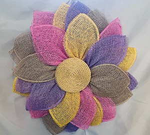 Pastel Flower Wreath Made With Poly Burlap - Indoor / Outdoor - Etsy