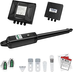 TOPENS A5131 Single Swing Gate Opener Medium Duty Automatic Gate Motor for Single Swing Gates Up to 16ft, Electric Driveway Gate Operator AC Powered with Remote Control Kit Solar Compatible
