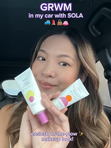 GRWM in the front seat 💄🚗 The quickest on-the-glow makeup look ft. SOLA 🌟Perfect for girls always out and about! #SOLA #SOLABeauty #MakeupPH #beautyph