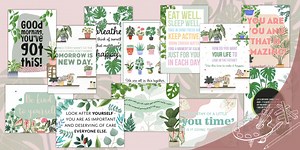 Positive Mental Health Inspirational Statements Botanical-Themed Posters Pack