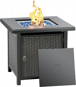 BALI OUTDOORS Propane Gas Fire Pit Table with Lid for Outside Backyard, Patio 50000 BTU 28 inch