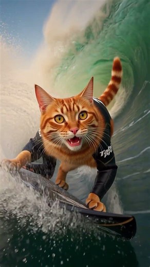 “This Cat Can Surf Better Than Humans 😳🌊 #viralvideo #surf #catshorts