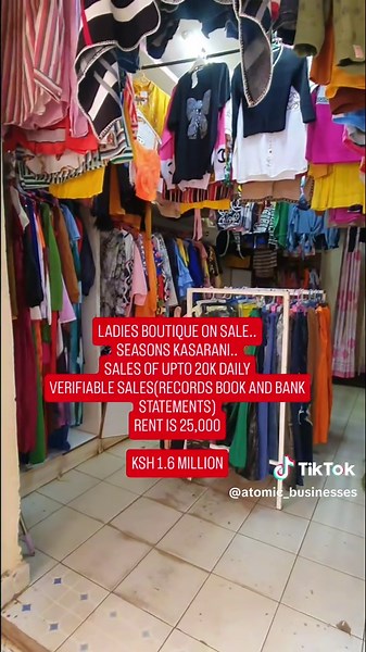 HEAVILY STOCKED LADIES BOUTIQUE.. VERY VERY BUSY.. MORE DETAILS AVAILABLE AT THE SHOP.. ITS HIGH SEASON FOR SUCH A BUSINESS.. #businessforsale #fyp #trending #atomicbusinesses #bestbusinessideas