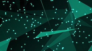Polygon model network connection lines for technology concept