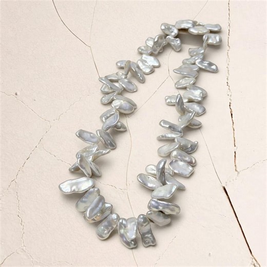 Baroque Keshi Pearl Necklace, 925 Sterling Silver Clasp, Organic Freeform Jewelry - Etsy