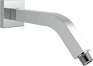 Aquaiaw Square Shower Arm and Anti-Scratch O-Ring Flange, 8 inch, Heavy-Duty Solid Brass, Both Soldered 1/2-14 NPT Tapered Threads, Wall Mount Shower Head Extension Arm (Polished Chrome)