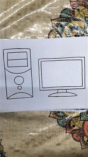 How To Draw Computer System Easy 🖥️ #shorts #art #drawing #trending #viral #computer #youtubeshorts
