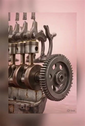 This image shows an exploded view of an internal combustion engine, with parts labeled