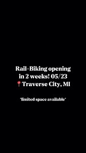 18 reactions | www.wheelsonrailsmi.com/tours RAIL-BIKE tours coming back to the beautiful Traverse City, MI area on May 23rd‼️ Open Thursday-Monday all summer long. Online reservations are required as spots are limited and filling up fast! ️ *electric bikes available this year!* *cancellation protection for those who book early* | Wheels on Rails LLC | Facebook