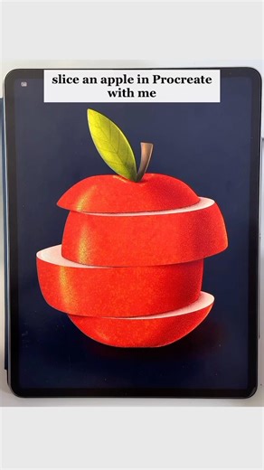Sliced apple drawing in procreate on iPad