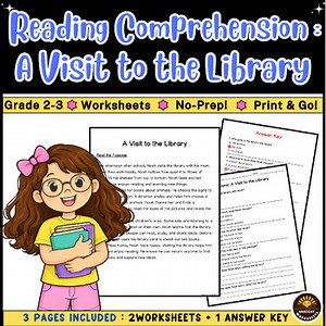 A Visit to the Library Reading Comprehension | 2nd-3rd Grade | No-prep