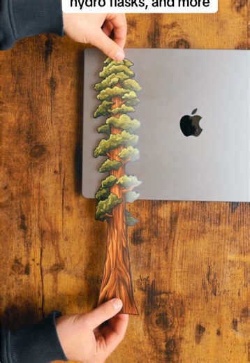 A sticker made for tree lovers featuring the Redwoods. We turned these beautiful trees into our first vertical, long sticker. These will go on laptops, cars, hydro flasks, and more! #stickers #redwood