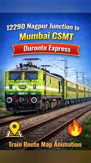 12290 Duronto Express 🚆 | Nagpur to Mumbai CSMT | Train Route Map Animation With Stops & Timings