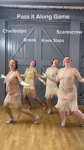 5.7M views · 41K reactions | Pass it Along Game: 1920s edition! @mycharlestondance ✨ In this sequence we dance: - Charleston - Charleston Break - Knee Slaps - Scarecrow Tag a friend you want to dance with in the comments! ‍♀️ #passitalong #holidayseason #1920s #charleston #greatgatsby #dance #dancers #perform #fun #charlestondance #partygames #instadance #dancelife #instagood #charlestondancing #dancebenefits #solojazz #vintagestyle #flappers #roaring20s | BABEYOND | Facebook