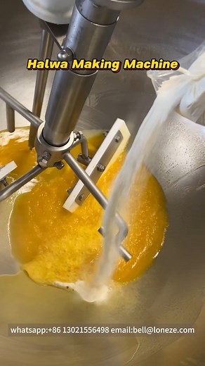 Automatic Frying Flour Butter Cooking Pan Halwa Making Pot with Stirrer Our cooking mixer machine is universal to cook and mix all kinds of food materials with our special technical design to avoid burnt. Contact us for more information: WhatsApp/WeChat/Tel: 86 13021556498 E-mail: bell@loneze.com #halwa#halwarecipe#indianfood#cookingmixer#cookingpot#cookingpan#halwamakingmachine#cookingkettle#cookingmachine | Longze Machinery（Cooking Mixer and Popcorn Machine）