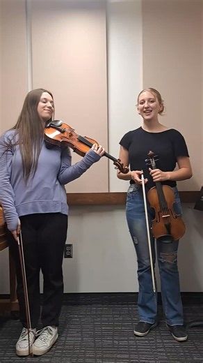 BYU School of Music on Instagram: "violin challenges with @eva_theviolinist and @1janemarriott !! #music #lingling #practice #byu #byumusic #twosetviolin"