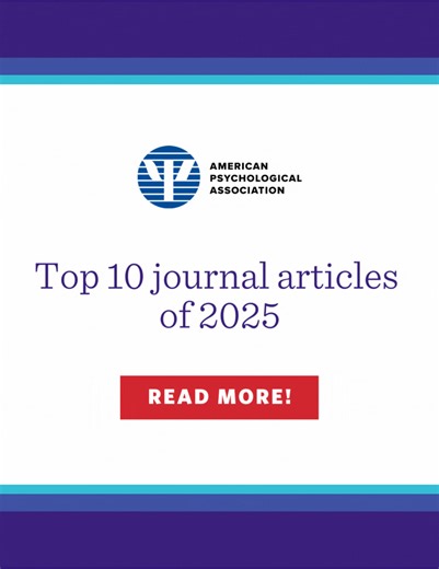 The top 10 journal articles of 2025 have been released! ✨ Read the year’s most downloaded article on interspecies altruistic behavior, and much more across #psychology https://bit.ly/4qyca2K | APA Journals