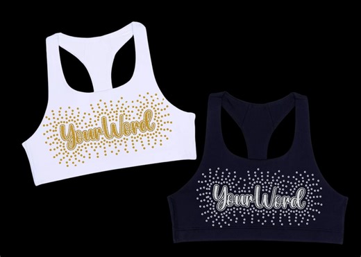 YOUTH Custom Rhinestone Cheer Bra: Glitter Vinyl, Dance & Gymnastics