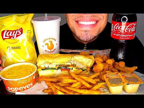 popeyes vs subway mukban eating show mouth sounds big bites no talking challenge asmr jerry
