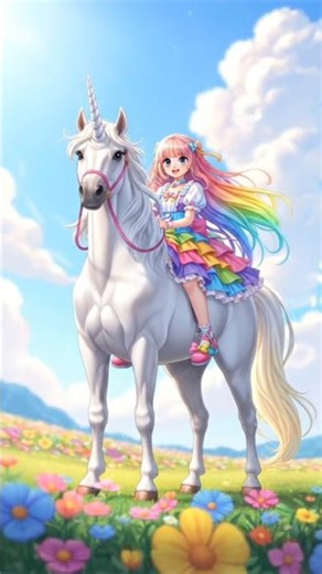 “Kawaii Girl Riding a Magical Unicorn! 🌈🦄✨ #kawaii #cuteanimation #cute