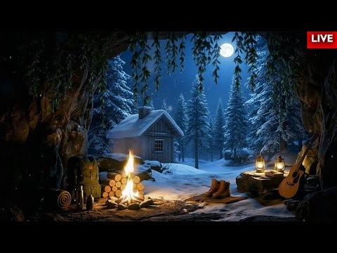 Cave Campfire Ambience | 4K Cinematic Fire Sounds | Real Campfire Burning Inside a Cave