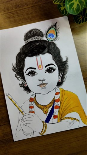Little Krishna Drawing 🌸🥰#shorts #art #littlekrishna #drawing #krishna