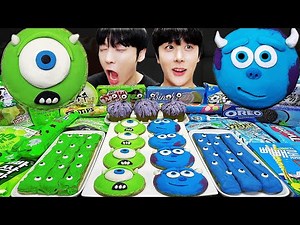 ASMR MUKBANG GALAXY HONEY JELLY CANDY RECIPE Desserts (Blue VS Green Food, Noodles Jelly, Ice cream)